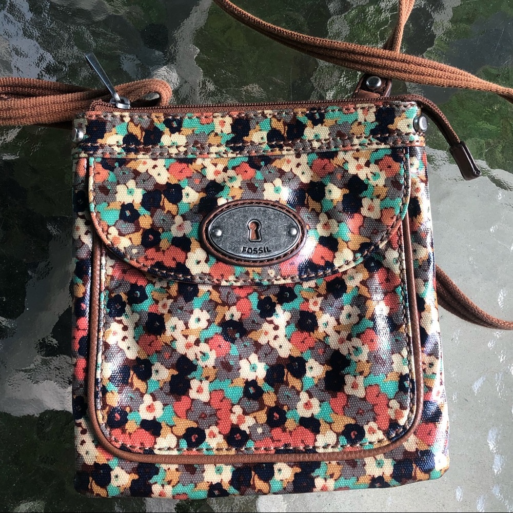 Fossil Key-Per floral crossbody purse